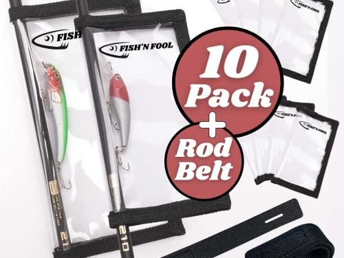 FISH’N Fool Fishing Lure Wraps, 10 Packs Lure Cover, Saltwater Resistant Fishing Gear, Fishing Hook Covers, Durable & Clear PVC Keeps Fishing Safe, Easily See Lures, Two Sizes Included, Great Value