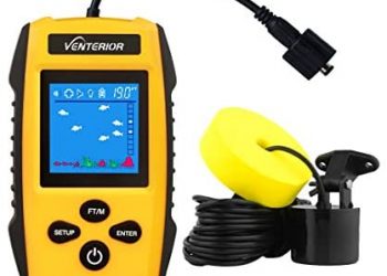 Venterior Portable Fish Finder Ice Kayak Fishing Gear Depth Finder with LCD Display and Sonar Transducer