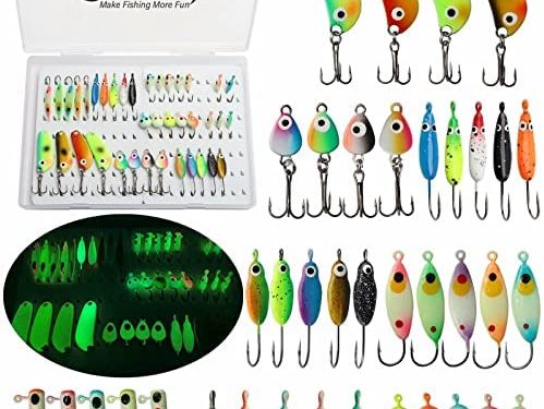 Dovesun Ice Fishing Jigs Ice Fishing Lures Jig Heads Walleye Fishing Lures Crappie Jigs Glow in Dark-Ice Fishing Jigs with Storage Box 38pcs/28pcs/20pcs