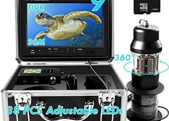Underwater Ice Fishing Camera 360° Rotating View Waterproof Video Camera and Adjustable 38 LEDs 9 inch 720P HD LCD Monitor with DVR Fish Finder for Ice,Lake and Boat Fishing