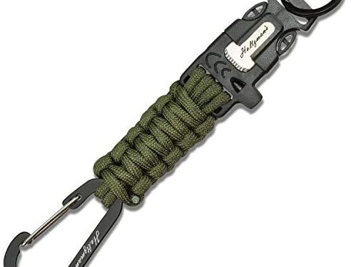 Ultimate 5-in-1 Paracord Keychain with Carabiner for Camping, Fishing, Hunting & Outdoor Emergencies | Multipurpose Survival Tool with Paracord, Emergency Whistle, Flint Rod, Key Ring