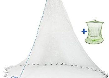 Yeahmart Handmade American Saltwater Fishing Cast Net with Heavy Duty Real Zinc Sinker Weights for Bait Trap Fish 4/6/8Ft Radius, 3/8 Inch Mesh Size