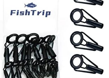 FishTrip Rod Tip Repair Kit Fishing Rod Tips Replacement Kit Stainless Steel Ceramic Guides Ring Fishing Pole Eyelets Repair Kit 20/60/70pcs