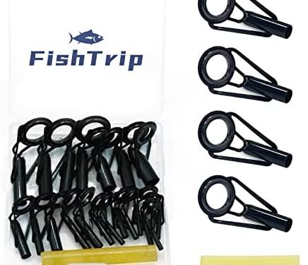 FishTrip Rod Tip Repair Kit Fishing Rod Tips Replacement Kit Stainless Steel Ceramic Guides Ring Fishing Pole Eyelets Repair Kit 20/60/70pcs