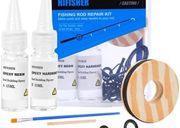 Hifisher Fishing Rod Tip Repair Kit, Fishing Rod Guides Replacement Kit with Glue, Stainless Steel Ceramic Ring Spinning/Casting Rod Guides, Rod Eyelet Repair Kit