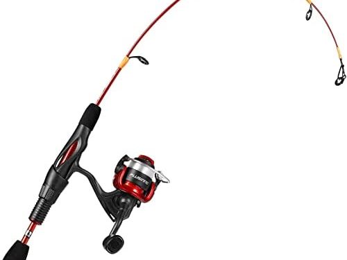 PLUSINNO Ice Fishing Rod, Ultralight and Sensitive Ice Fishing Rod and Reel Combo, 26″/27″/28″ for Trout, Walleye, Perch, Panfish Bluegill Crappie