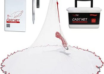 BasicGear Standard Cast Net for Bait Trap Fish | 3ft-12ft Radius with 1/4 or 3/8 inch Mesh for Freshwater and Saltwater | Professional Grade and Upgraded Material | Throw Style