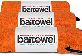 Bait Towel 3 Pack Orange Fishing Towels with Clip, Plush Microfiber nap Fabric, 16×16, The Original Bait Towel Value 3 Pack (Orange Crush)