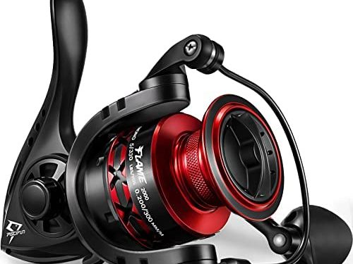 Piscifun Flame Spinning Reels, Lightweight 9+1BB Ultra Smooth Spinning Fishing Reels, 19.8LBs Max Drag, 500, 1000, 2000, 3000, 4000, 5000 Series, Red & Blue