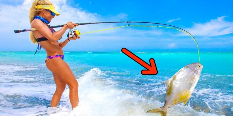 SURF FISHING for Florida Pompano! (Catch & Cook)