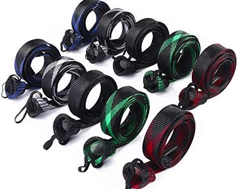ZHENDUO OUTDOOR 10Pcs Fishing Rod Sleeve Rod Socks 67inches/74.8inches Rod Covers Braided Mesh Rod Protector Fishing Tools Accessories for Bait Casting Sea Fishing Rod