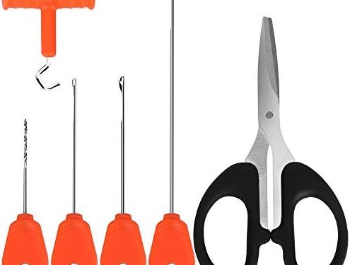 Carp Fishing Baiting Rigs Tool Kit Set, Luroad 6 in 1 Carp Fishing Tackle Kit, Including Hook Needle, Driller, Knot Puller, and Fishing Braid Line Scissors for Lures Bait Driller