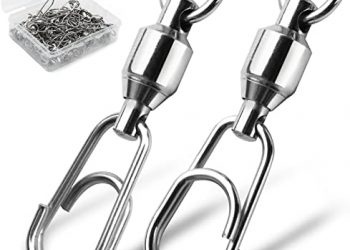 FishTrip 30Pcs Ball Bearing Fishing Swivels with Oval Split Ring, 9 Size Stainless Steel Snap Swivel Saltwater,Heavy Duty Terminal Tackle Connector