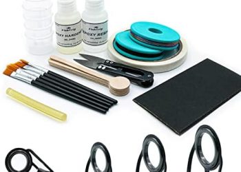 FishTrip Fishing Rod Guide Repair Kit 10 Sizes Rod Tips Guide Repair kit with Ceramic Ring Double Foot Pole Guide Replacement Kit