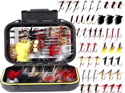 PLUSINNO Fly Fishing Flies Kit, 26/78Pcs Handmade Fly Fishing Gear with Dry/Wet Flies, Streamers, Fly Assortment Trout Bass Fishing with Fly Box