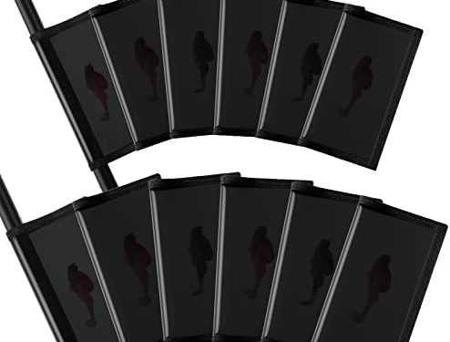 Sratte 12 Pcs Black Transparent PVC Fishing Lure Wraps Safe Easily See Lure Cover Fishing Hook Covers Lure Protector Lure Storage Bags Fishing Gear for 6 Large 7.8 x 4.3”, 6 Medium 7 x 3.9” Folding