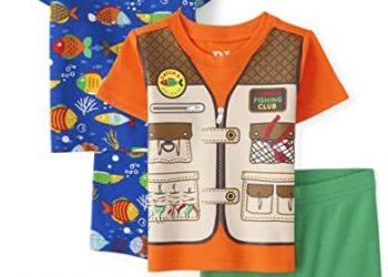 The Children’s Place Baby Boys’ Short Sleeve Top and Pants 2 Piece Pajama Sets