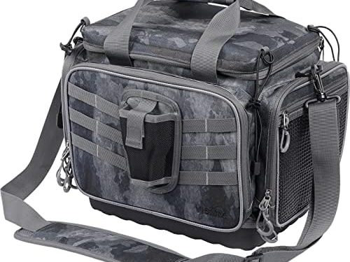 VISMIX Fishing Tackle Bag- Fishing Bag Large Water-Resistant Fishing Storage Bag with 2pcs 3600 Tackle Tray Boxes and Rod Holder