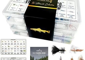 Ventures Fly Co. | 200 Premium Hand Tied Fly Fishing Flies Assortment | Three Fly Boxes Included | Dry, Wet, Nymphs, Streamers, Wooly Buggers, Terrestrials | Trout, Bass Lure Set, Kit