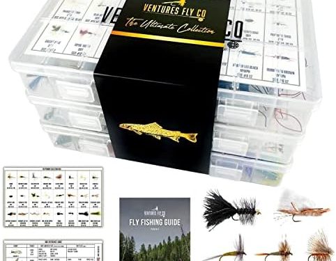 Ventures Fly Co. | 200 Premium Hand Tied Fly Fishing Flies Assortment | Three Fly Boxes Included | Dry, Wet, Nymphs, Streamers, Wooly Buggers, Terrestrials | Trout, Bass Lure Set, Kit
