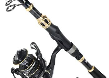 PLUSINNO Fishing Rod and Reel Combos Carbon Fiber Telescopic Fishing Rod with Reel Combo Sea Saltwater Freshwater Kit Fishing Pole…