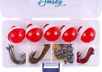 Smaky Fishing Tackle Kit Beginners Equipment 80 Pcs-Includes Fishing Hooks Bobbers Circle Octopus Hooks Sinkers| Starter Kit for Artificial and Live Baits (80-Pcs)