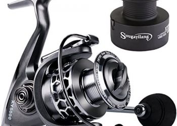 Sougayilang Fishing Reel 13+1BB Light Weight Ultra Smooth Aluminum Spinning Fishing Reel with Free Spare Graphite Spool