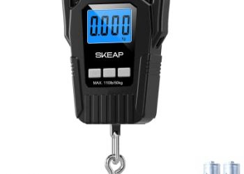 Digital Fish Scale Hanging Scale Fishing Scale, SKEAP 110lb/50kg Luggage Scale,Upgrade Large Handle & Backlit LCD Display, Postal Scale,Black,Fishing Gifts for Men,Gift Ideas,Black