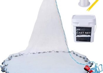 Goture American Fishing Cast Net,Casting Nets Freshwater Saltwater for Bait Fish Shrimp Trap 3ft/4ft/6ft/7ft/8ft/10ft/12ft Radius 1/4 3/8 inch Mesh Size,Throw Fishing Castnet with Needle Shuttle Backup