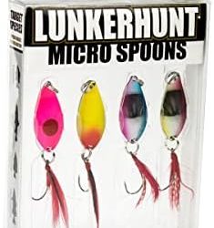 Lunkerhunt Fishing Spoons Lures for Saltwater Bass (4-Pieces) Trout Spoons | Micro Spoon Fishing Lure Bait with Trebles Hooks