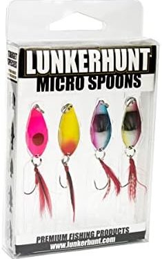 Lunkerhunt Fishing Spoons Lures for Saltwater Bass (4-Pieces) Trout Spoons | Micro Spoon Fishing Lure Bait with Trebles Hooks