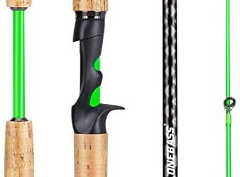 One Bass Fishing Rod, 2-Piece Graphite Spinning Rod & Casting Rod, Highly Sensitive & Strong Rod with Comfortable Cork Handles & Fighting Butt