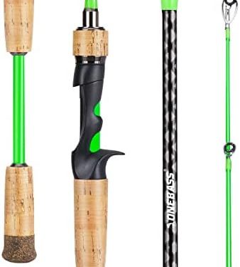 One Bass Fishing Rod, 2-Piece Graphite Spinning Rod & Casting Rod, Highly Sensitive & Strong Rod with Comfortable Cork Handles & Fighting Butt