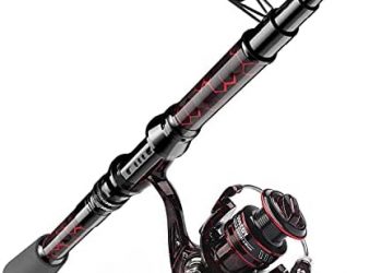QudraKast Fishing Rod and Reel Combos, Unique Design with X-Warping Painting, Carbon Fiber Telescopic Fishing Rod, Best Gift for Fishing Beginner and Angler