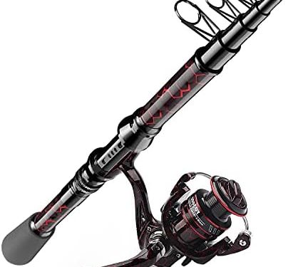 QudraKast Fishing Rod and Reel Combos, Unique Design with X-Warping Painting, Carbon Fiber Telescopic Fishing Rod, Best Gift for Fishing Beginner and Angler