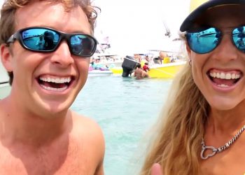 She almost went overboard! Bikini Sunday Funday Party at the Sandbar