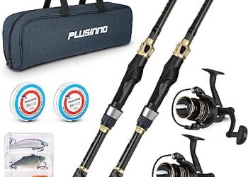 PLUSINNO Fishing Rod and Reel Combo,Fishing Pole,Telescopic Fishing Rod Kit with Spinning Reel, Telescopic Fishing Pole with Carrier Bag for Freshwater Saltwater for Men Women