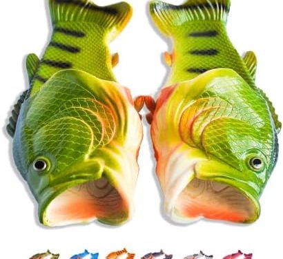 Coddies Fish Flip Flops | The Original Fish Slippers | Funny Gift, Unisex Sandals, Bass Slides, Pool, Beach & Shower Shoes | Men, Women & Kids