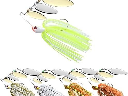 Goture Bass Fishing Lures Spinner Baits Kit, Hard Metal Top Brand Hooks Spinner Baits 5/10/15 Pcs Swimbait Jig Lure Willow Blades, Freshwater Saltwater Spinner Baits for Bass Trout Fishing 1/2Oz 3/8Oz