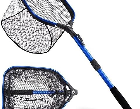 MoiShow Floating Fishing Net Fish Landing Net, Fishing Nets for Fish, Kayak Fishing Net with Third-gen Upgrade Locking Switch – Lightweight Rubber Coated Fish Net for Easy Catch & Release