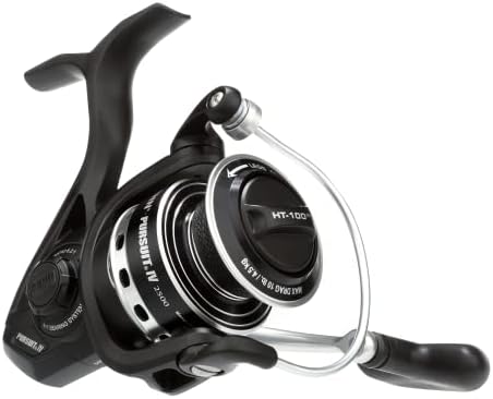 PENN Pursuit IV Inshore Spinning Fishing Reel, Size 4000, HT-100 Front Drag, Max of 15lb, 5 Sealed Stainless Steel Ball Bearing System, Built with Carbon Fiber Drag Washers