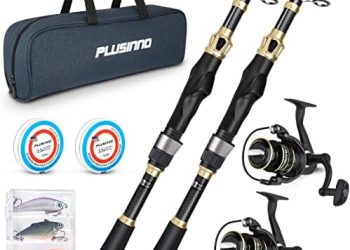 PLUSINNO Fishing Rod and Reel Combo,Fishing Pole,Telescopic Fishing Rod Kit with Spinning Reel, Telescopic Fishing Pole with Carrier Bag for Freshwater Saltwater for Men Women