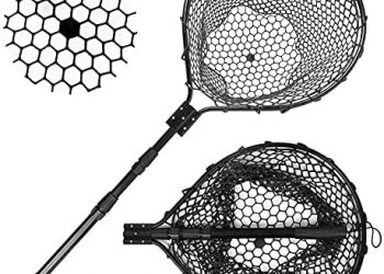 Blue Billow Rubber Fishing Net Large Folding Landing Net,Collapsible Aluminum Pole Handle with Deep Net for Fishing,Big Fishing Net for Freshwater and Saltwater,Fly Fsihing Net Extend to 67 inches