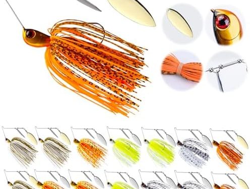 Goture Bass Fishing Lures Spinner Baits Kit, Hard Metal Top Brand Hooks Spinner Baits 5/10/15 Pcs Swimbait Jig Lure Willow Blades, Freshwater Saltwater Spinner Baits for Bass Trout Fishing 1/2Oz 3/8Oz