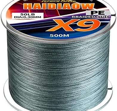 HAIDIAOW Braided Fishing Line, Cost-Effective 9 Strands Braid Super Lines, Abrasion Resistant – Zero Stretch – Smooth Surface – Thinner Diameter – Extremely Durable, Excellent Casting Distance