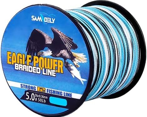 Samdely EaglePower Braided Fishing Line Abrasion Resistant Braided Lines Superior Knot Strength, Test for Salt-Water, 10LB-80LB, 100-500 Yds, Blue Camo, Ocean Blue, Green