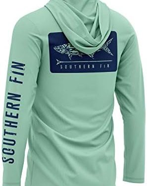 Southern Fin Apparel Performance Fishing Hoodie Shirt for Men Women UPF UV 50+ Lightweight With Hood