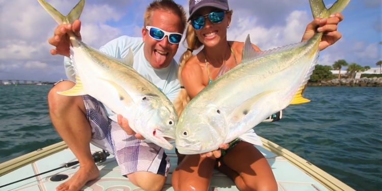 Florida Inshore Saltwater Fishing for Big Jacks GoPro Video!
