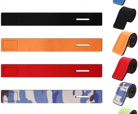 KALIONE 12 Packs Fishing Rod Straps, Fishing Rod Ties, 6 Colors Fishing Pole Sleeve, Elastic Fishing Pole Straps, Portable Fishing Belt Rod Holder Strap for All Fishing Rods