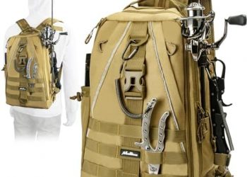 MoiShow Fishing Backpack Tackle Bag, Fishing Tackle Backpack with Rod Holder, Tackle Box Backpack for Fishing Gear and Equipment, Water-Resistant Lightweight Outdoor Fishing Tackle Storage Bag